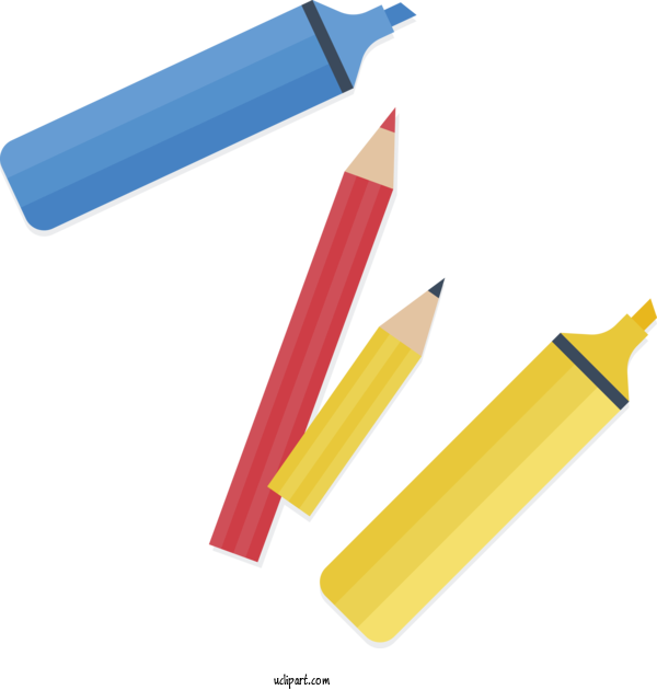 Free School Yellow Meter Pen For School Supplies Clipart Transparent Background