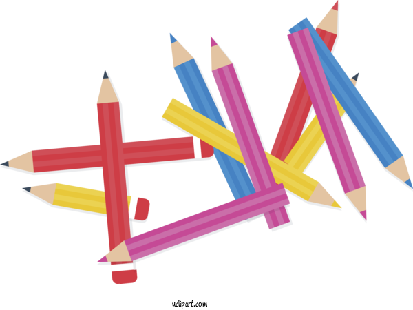 Free School Pencil Writing Implement Angle For School Supplies Clipart Transparent Background