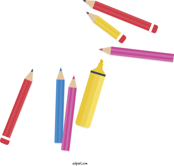 Free School Pencil Writing Implement Pen For School Supplies Clipart Transparent Background