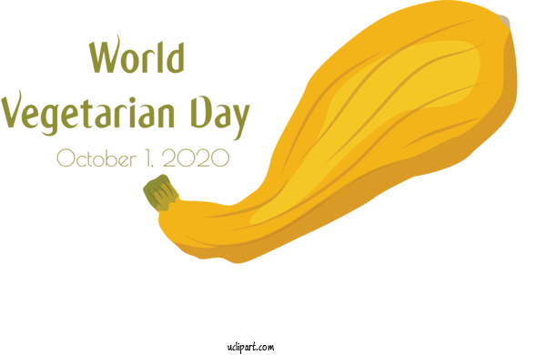 Free Holidays Banana Commodity Yellow For World Vegetarian Day Clipart Transparent Background