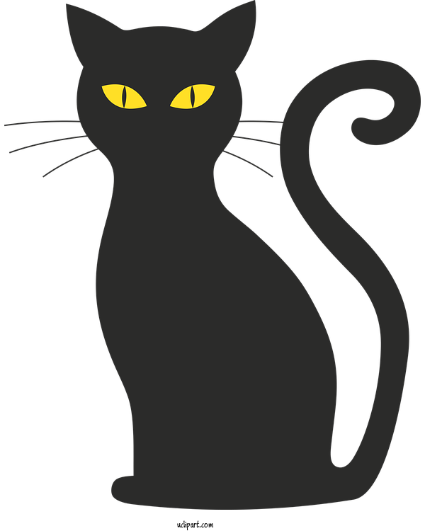 Free Holidays Cat Black Cat Silhouette For Halloween Clipart Transparent Background