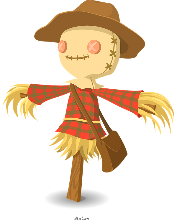 Free Holidays Cartoon Scarecrow Drawing For Halloween Clipart Transparent Background