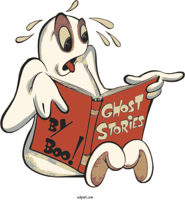 Free Holidays Ghosts In The House! Ghost Reading For Halloween Clipart Transparent Background