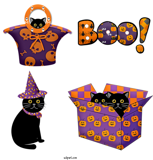 Free Holidays Bombay Cat Black Cat Kitten For Halloween Clipart Transparent Background