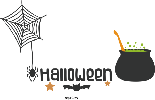 Free Holidays Logo Black And White Design For Halloween Clipart Transparent Background