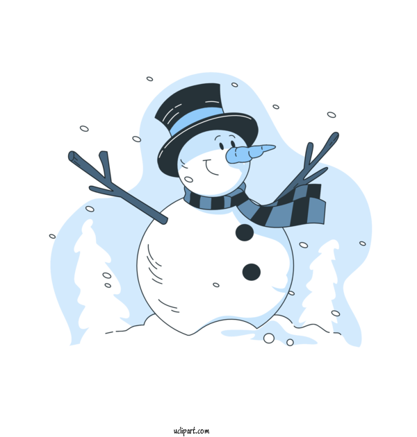 Free Nature Snowman Drawing For Winter Clipart Transparent Background