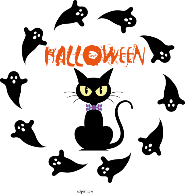 Free Holidays Cat Black Cat Iran For Halloween Clipart Transparent Background