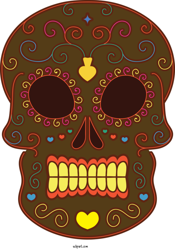 Free Holidays Day Of The Dead Skull Art Calavera For Day Of The Dead Clipart Transparent Background