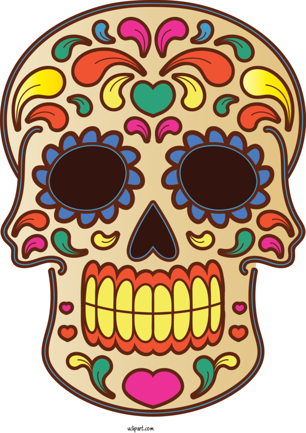 Free Holidays Day Of The Dead Festival De Las Calaveras Skull Art For Day Of The Dead Clipart Transparent Background