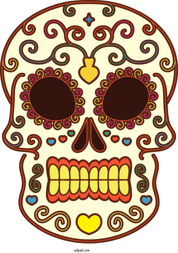 Free Holidays Day Of The Dead Visual Arts Skull Art For Day Of The Dead Clipart Transparent Background