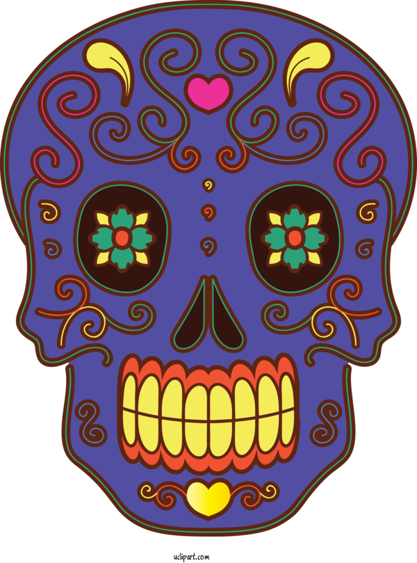 Free Holidays Skull Art Drawing Day Of The Dead For Day Of The Dead Clipart Transparent Background