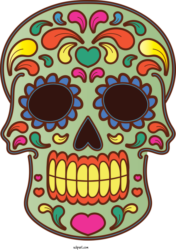 Free Holidays Day Of The Dead Calavera Drawing For Day Of The Dead Clipart Transparent Background