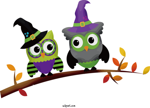 Free Holidays True Owl Monster Birds For Halloween Clipart Transparent Background