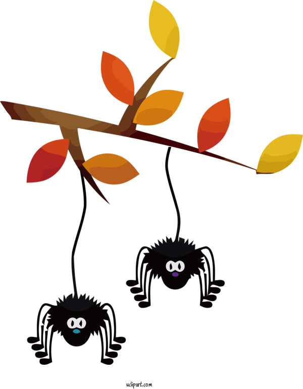 Free Holidays Flower Cartoon Tree For Halloween Clipart Transparent Background