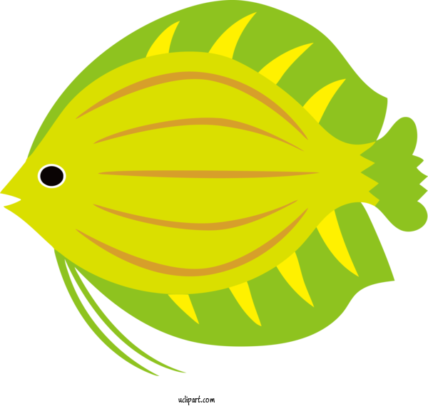 Free Animals Leaf Yellow Line For Fish Clipart Transparent Background
