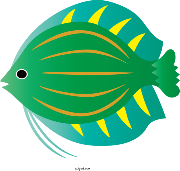 Free Animals Leaf Green Line For Fish Clipart Transparent Background