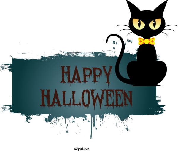 Free Holidays Cat Logo Poster For Halloween Clipart Transparent Background