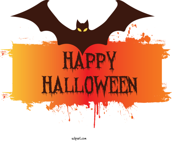 Free Holidays Logo Text Bats For Halloween Clipart Transparent Background