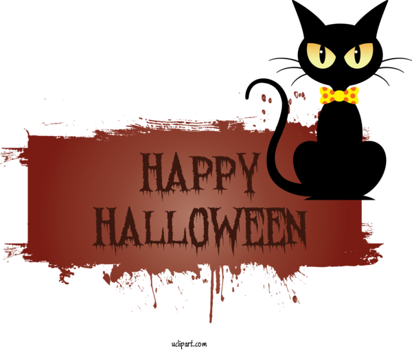 Free Holidays Bombay Cat Logo Black Cat For Halloween Clipart Transparent Background