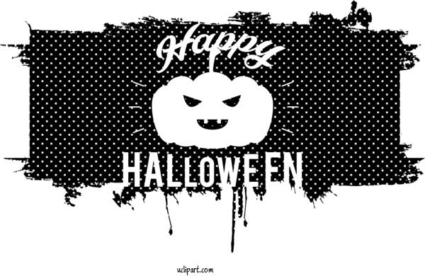 Free Holidays Visual Arts Black And White Design For Halloween Clipart Transparent Background