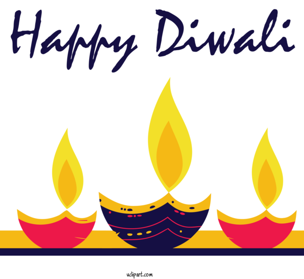 Free Holidays Yellow Line Text For Diwali Clipart Transparent Background