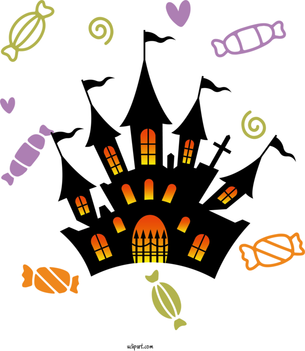 Free Holidays Haunted House Paintbrush Royalty Free For Halloween Clipart Transparent Background