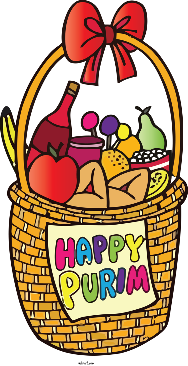 Free Holidays Jewish Holiday Cartoon Gift Basket For Purim Clipart Transparent Background
