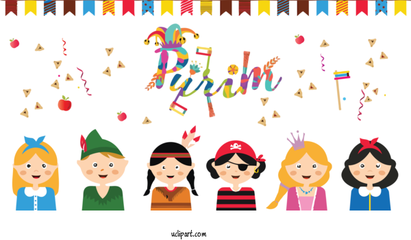 Free Holidays Costume Line Art Royalty Free For Purim Clipart Transparent Background