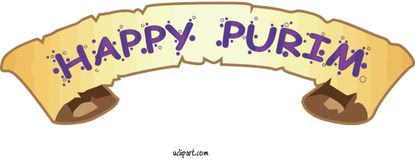 Free Holidays Cartoon Text Design For Purim Clipart Transparent Background