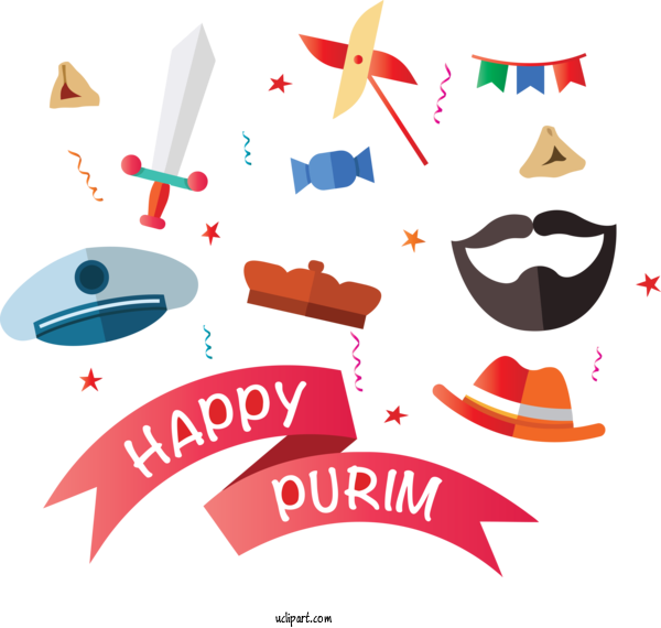 Free Holidays Jewish Holiday Design Logo For Purim Clipart Transparent Background