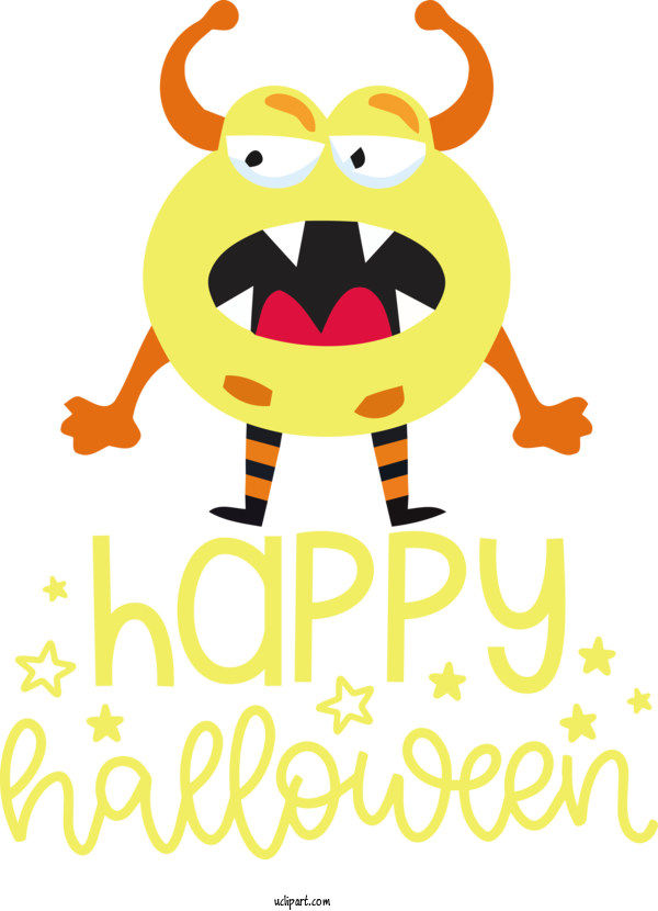 Free Holidays Cartoon Yellow Line For Halloween Clipart Transparent Background