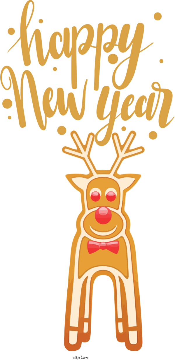 Free Holidays Reindeer Deer Cartoon For New Year Clipart Transparent Background