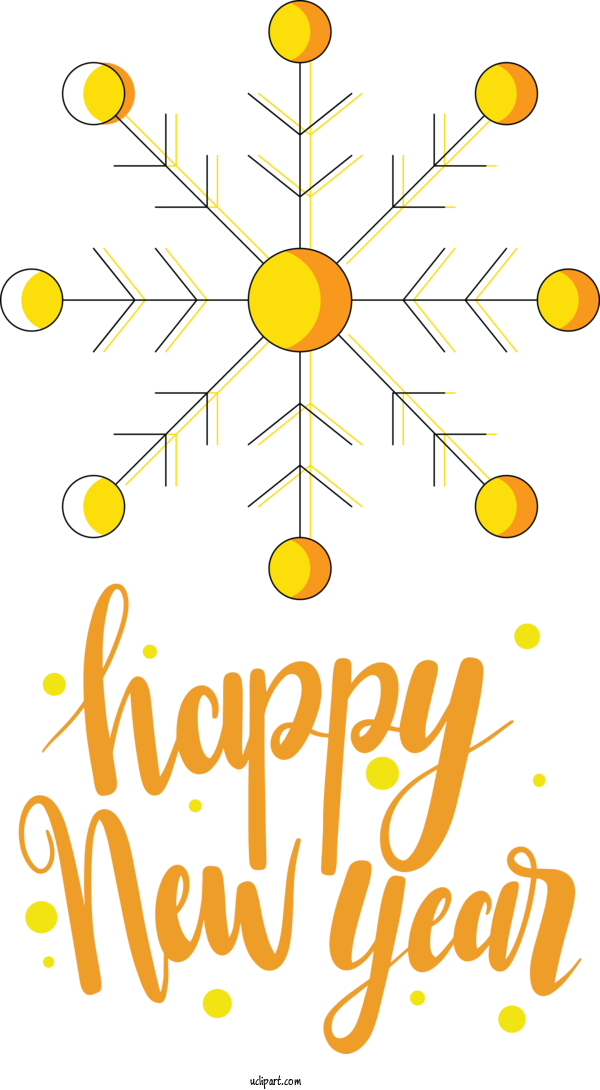 Free Holidays Floral Design Yellow Line For New Year Clipart Transparent Background