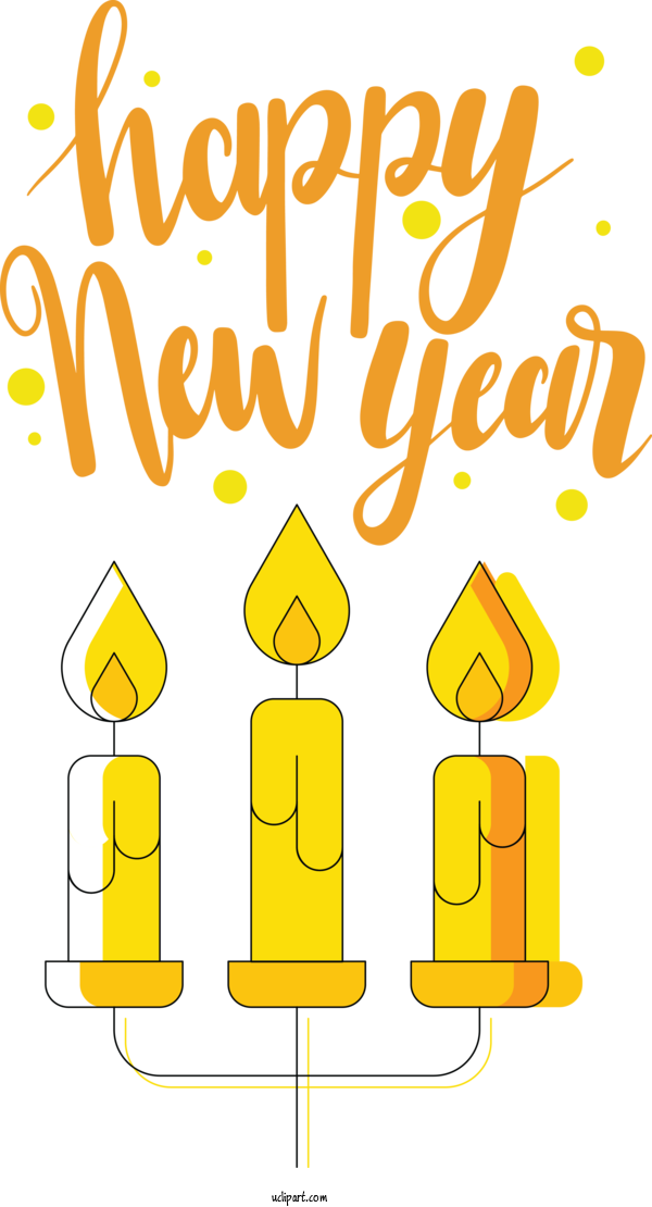 Free Holidays Yellow Line Text For New Year Clipart Transparent Background