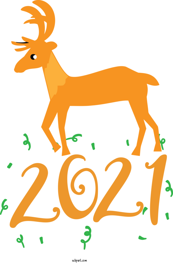 Free Holidays Deer Cartoon Line For New Year Clipart Transparent Background