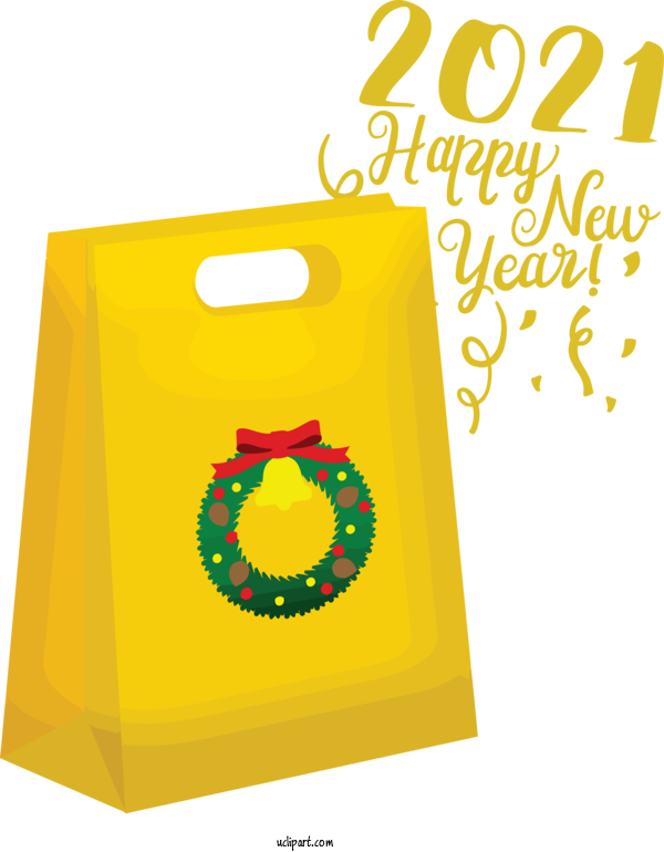 Free Holidays Yellow Font Text For New Year Clipart Transparent Background