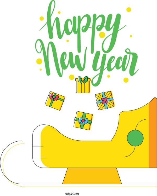Free Holidays Cartoon Yellow Line For New Year Clipart Transparent Background