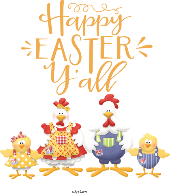 Free Holidays Cartoon Poster Chicken For Easter Clipart Transparent Background
