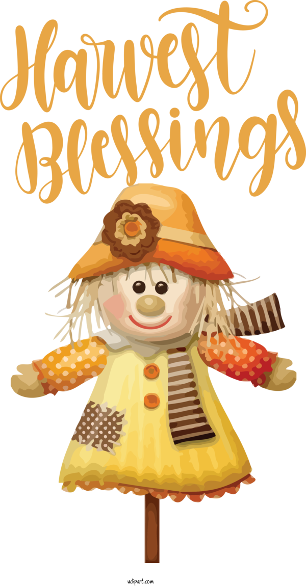 Free Holidays Scarecrow Cartoon Festival For Thanksgiving Clipart Transparent Background