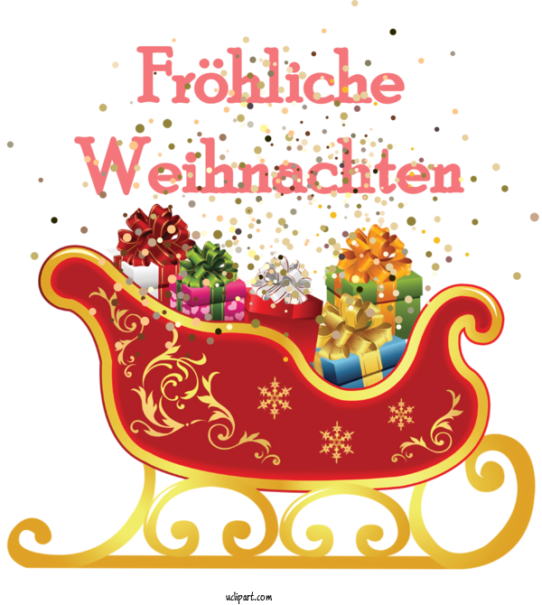 Free Holidays Rudolph Sled Santa Claus's Reindeer For Christmas Clipart Transparent Background