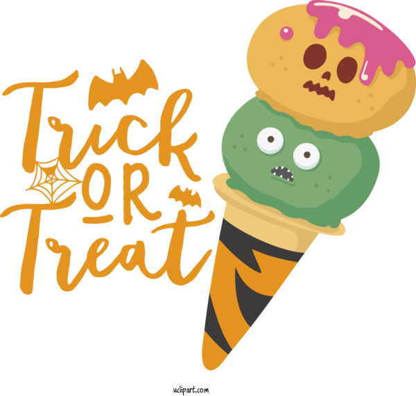 Free Holidays Ice Cream Cone Cartoon Line For Halloween Clipart Transparent Background