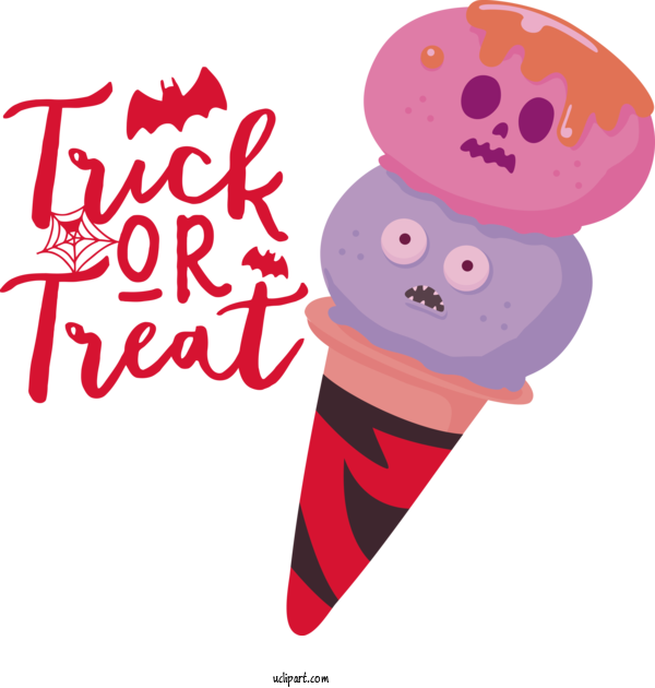 Free Holidays Ice Cream Cone Cartoon Character For Halloween Clipart Transparent Background