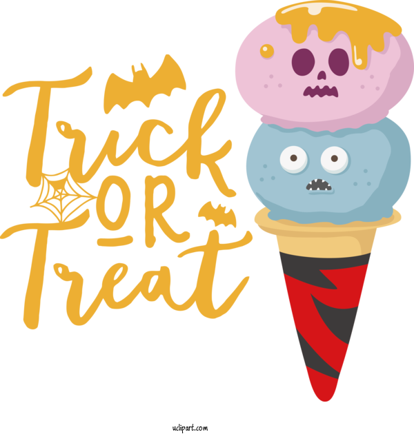 Free Holidays Ice Cream Cone Cartoon Line For Halloween Clipart Transparent Background