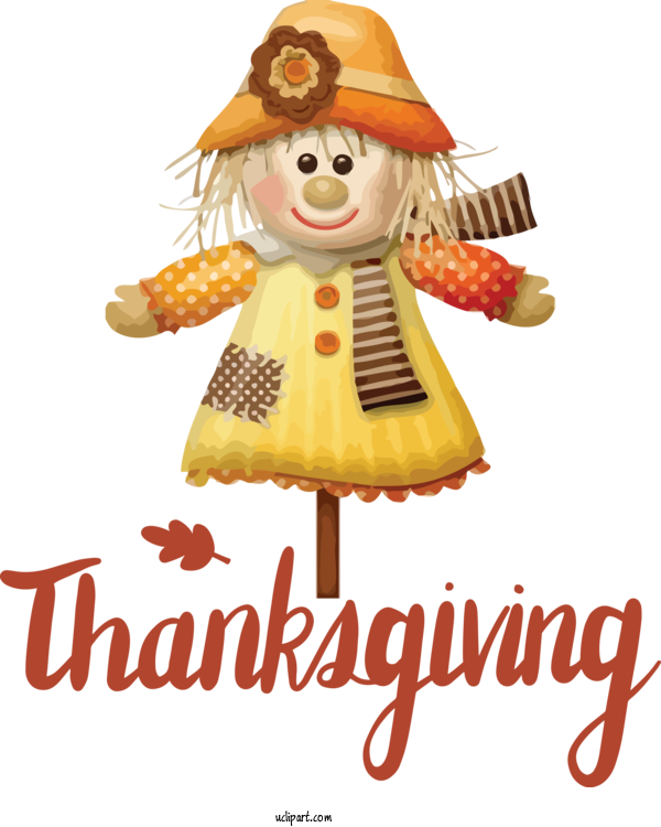 Free Holidays Scarecrow Transparency Cartoon For Thanksgiving Clipart Transparent Background