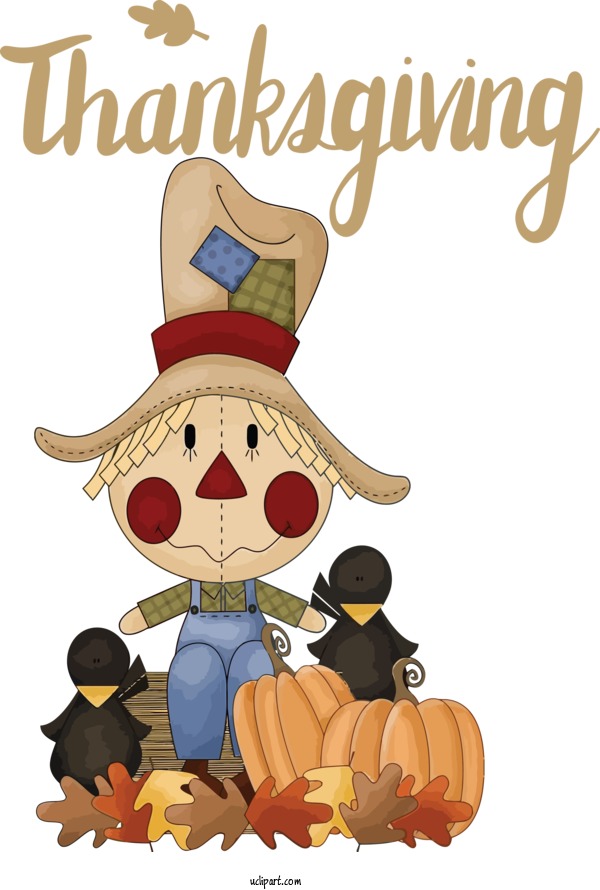 Free Holidays Transparency Scarecrow Cartoon For Thanksgiving Clipart Transparent Background