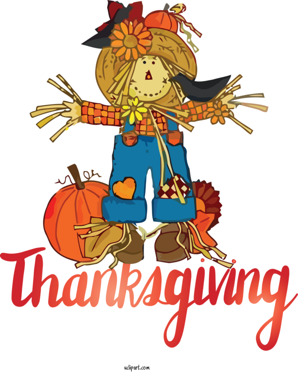 Free Holidays Scarecrow Cartoon Transparency For Thanksgiving Clipart Transparent Background