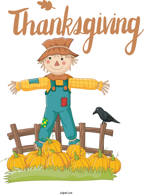 Free Holidays Scarecrow Cartoon Drawing For Thanksgiving Clipart Transparent Background