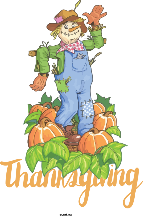 Free Holidays Scarecrow Scarecrow Drawing For Thanksgiving Clipart Transparent Background