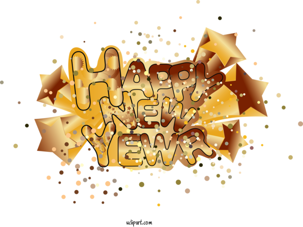 Free Holidays Gold Yellow Font For New Year Clipart Transparent Background