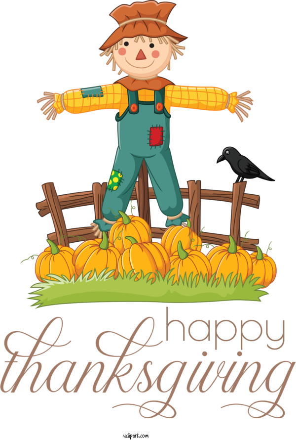 Free Holidays Cartoon Scarecrow Royalty Free For Thanksgiving Clipart Transparent Background